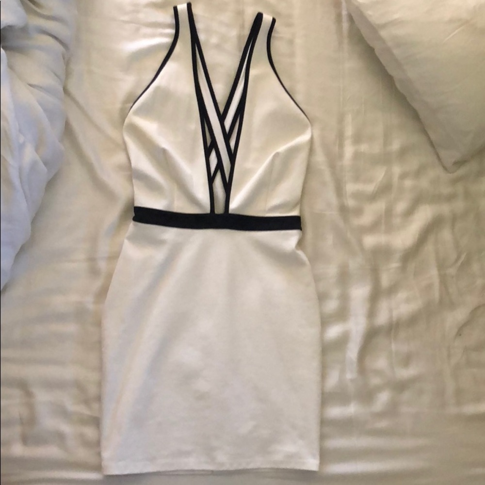 Bec & Bride low neck halter fitted mini dress